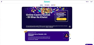 Casumo India Casino homepage screenshot