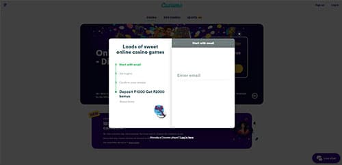 Casumo India sign-up form part one