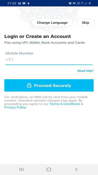 login page on PayTM