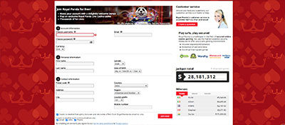 sign-up form screenshot