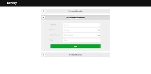 Betway account information