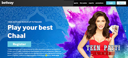 Betway casino bonus for live teen patti