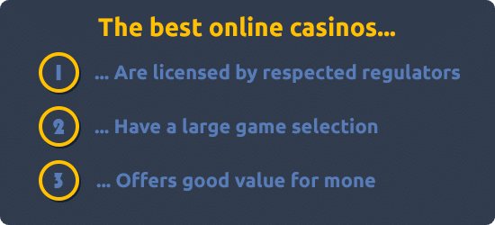 The best online casinos are licensed by respected regulators