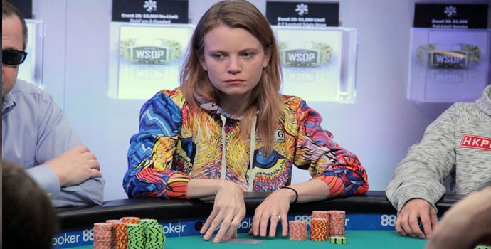 Cate Hall playing poker